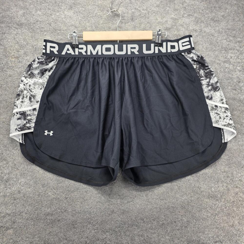 Under Armour Shorts Womens 2X Black 3 In Lined Running Athletic Elastic Waist